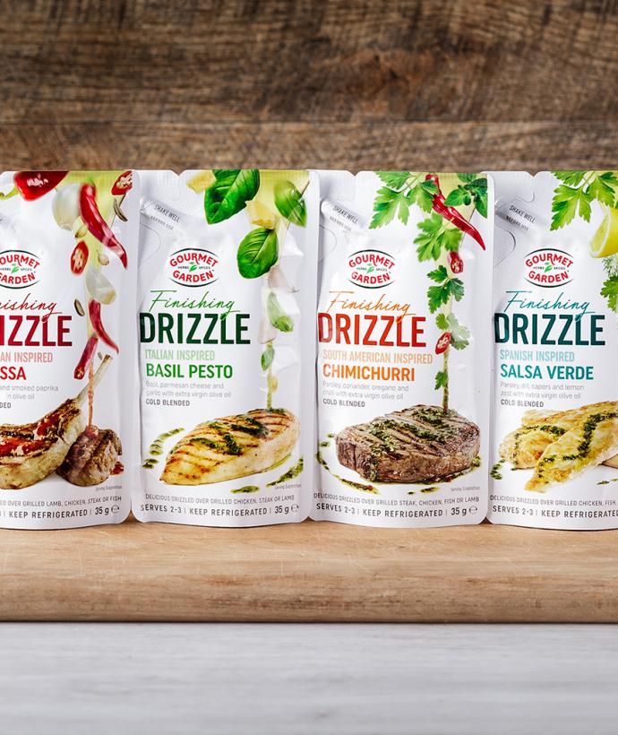 Gourmet Garden finishing drizzles. 